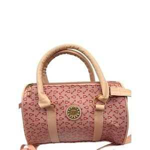 JP Pink Nautical Anchor Print 4 Piece Satchel Handbag Set Wallet Pouch Key Case